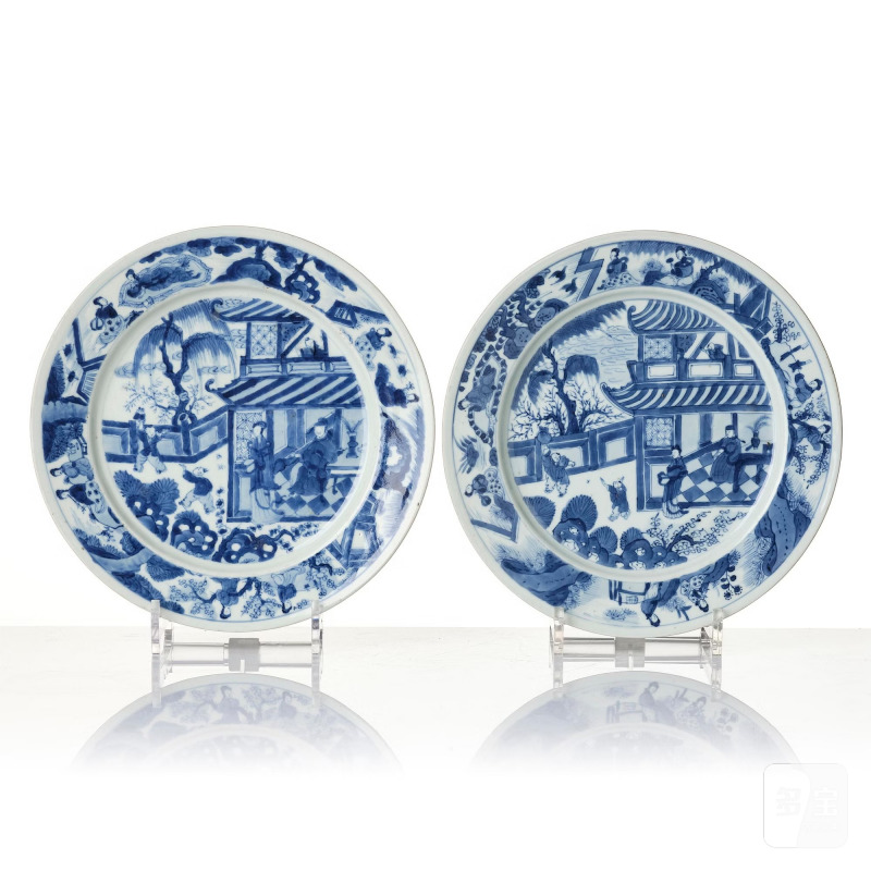 A set of six blue and white dishes, - 图2
